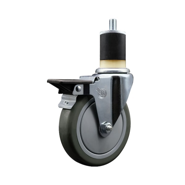 Service Caster 5'' Gray Poly Swivel 1-7/8'' Expanding Stem Caster with Brake SCC-EX20S514-PPUB-PLB-178 - main